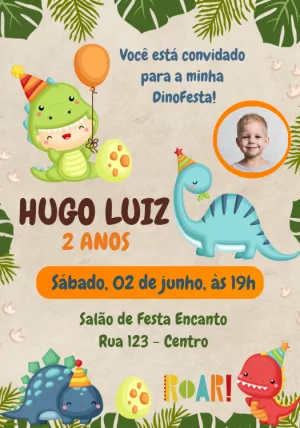 Invitación de cumpleaños Dinosaurio – Estático – Convites e Artes Digitais