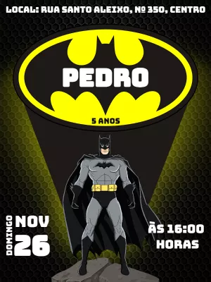 Convite de Aniversário do Batman para Editar e Imprimir