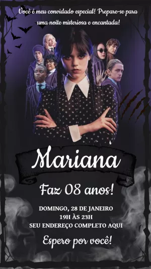 Invito di compleanno Mercoledì – Statico – Laiane