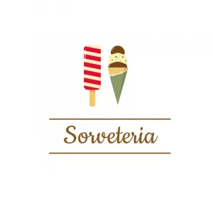 Logo Editável para Sorveteria com Picolé e Casquinha