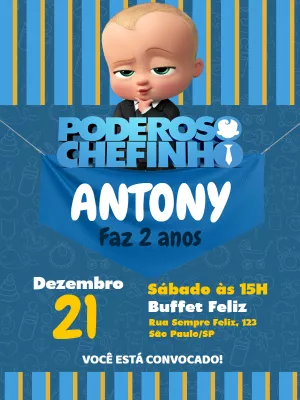 Convite Aniversário Poderoso Chefinho para Editar Online