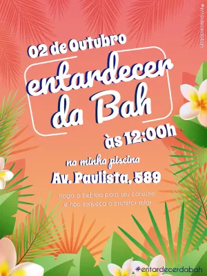 Convite de Aniversário Tardezinha Tropical para Editar Online