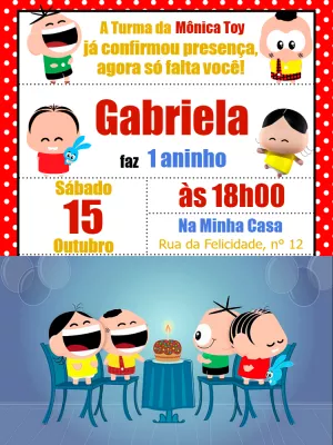 Invitation d'anniversaire Turma da Mônica – Statique – Pedro Henrique