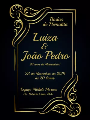 Convite Bodas de Hematita Dourado para Editar Online
