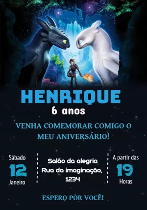 Convite Aniversário Como Treinar Seu Dragão para Editar Online