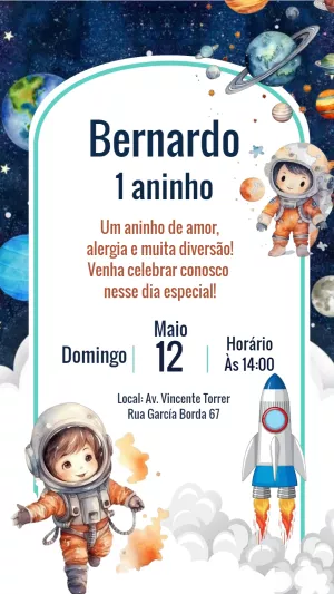 Invito di compleanno Astronauta – Statico – Laiane