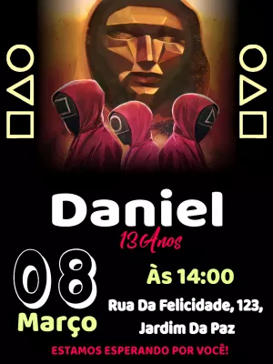 Convite de Aniversário Round 6 para Editar Online
