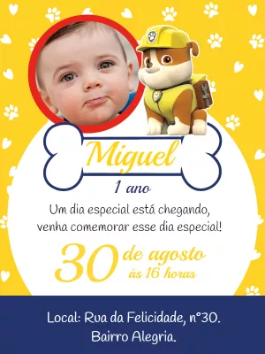 Invito di compleanno Paw Patrol – Statico – Bella Liz Convites