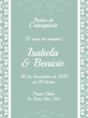 Convite Bodas de Crisopázio Elegante para Editar Online