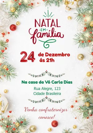 Convite de Natal em Família Editável Online para Imprimir