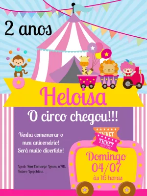 Invitation d'anniversaire Cirque – Statique – Bella Liz Convites