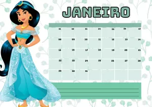 Planner da Princesa Jasmine: Calendário Editável Online