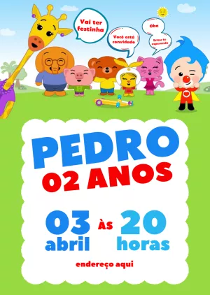 Convite Aniversário Plim Plim Herói do Coração para Editar