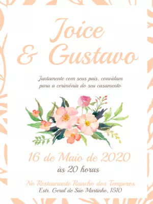 Convite de Casamento Floral Aquarela para Editar Online
