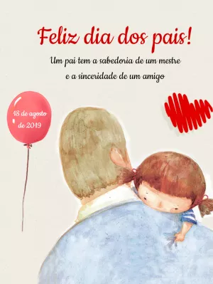 Cartão de Dia dos Pais Ilustrado para Editar e Enviar Online
