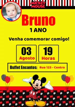 Invitación de cumpleaños Mickey Mouse – Estático – Convites e Artes Digitais