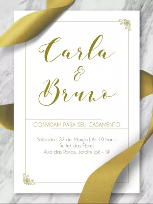 Convite de Casamento Elegante Dourado para Editar Online