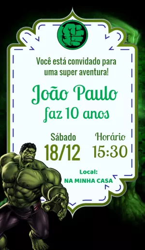 Convite de Aniversário do Incrível Hulk para Editar Online