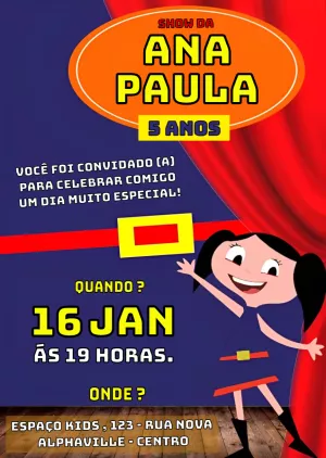 Convite de Aniversário Show da Luna para Editar Online