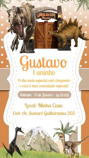 Invitación de cumpleaños Dinosaurio – Estático – Gisele