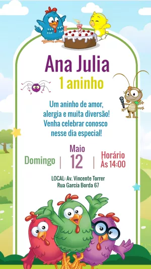 Galinha Pintadinha Birthday Invitation – Static – Laiane