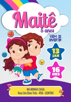 Convite Aniversário Maria Clara e JP para Editar Online