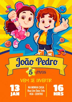 Convite de Aniversário Maria Clara e JP para Editar Online