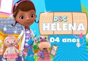 Painel de TV Aniversário Doutora Brinquedos para Editar Online