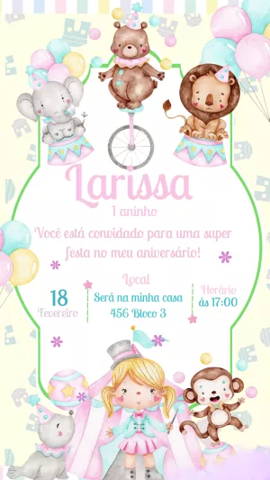 Invitation d'anniversaire Cirque – Statique – Gisele
