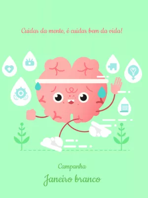 Post sobre Saúde Mental com Cérebro para Editar e Compartilhar
