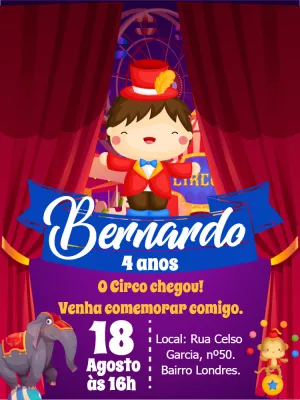 Invitation d'anniversaire Cirque – Statique – Gley Leobas