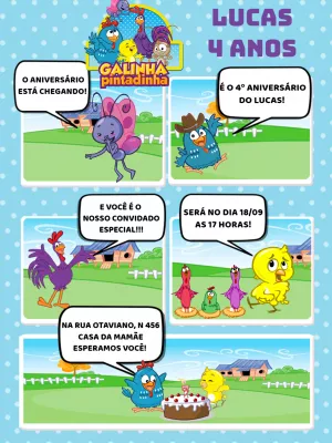 Galinha Pintadinha生日邀请函 – 静态 – Breezy