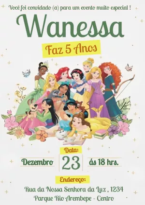 Invitación de cumpleaños Princesas – Estático – PrestigioMkt