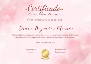 Certificado de Conclusão de Curso Rosa Aquarela para Editar