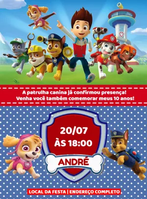 Invito di compleanno Paw Patrol – Statico – Decore Arte