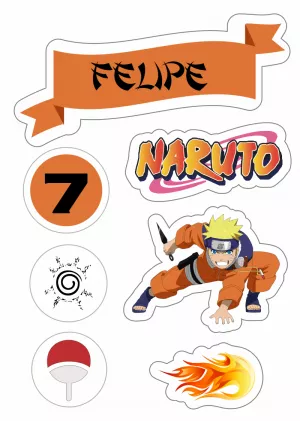 Topo de Bolo Naruto Editável Online para Festa de Aniversário