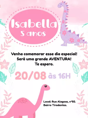 Invitación de cumpleaños Dinosaurio – Estático – Bella Liz Convites