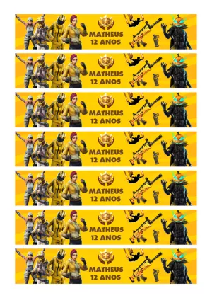 Rótulo de Garrafa Fortnite com Personagens para Editar Online