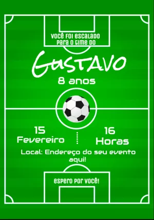 Convite Aniversário Futebol Campo de Futebol para Editar