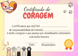 Certificado de Coragem Pet Fofo e Colorido para Editar Online