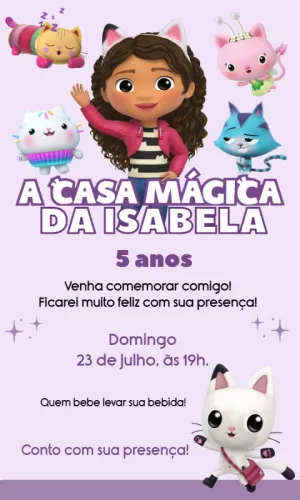 Convite Aniversário A Casa Mágica da Gabby para Editar Online