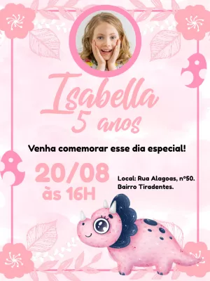 Invitación de cumpleaños Dinosaurio – Estático – Bella Liz Convites