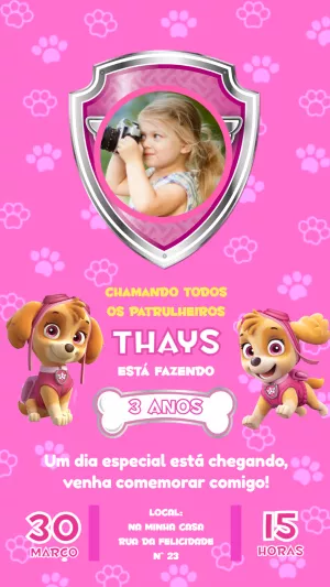 Invito di compleanno Paw Patrol – Statico – Pedro Henrique