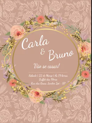 Convite de Casamento Provençal Floral para Editar Online