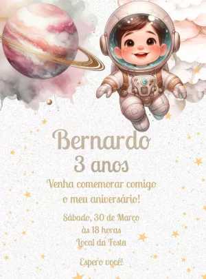 Invito di compleanno Astronauta – Statico – Renata Designer
