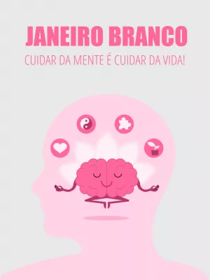 Post Janeiro Branco com Cérebro Meditando para Editar Online