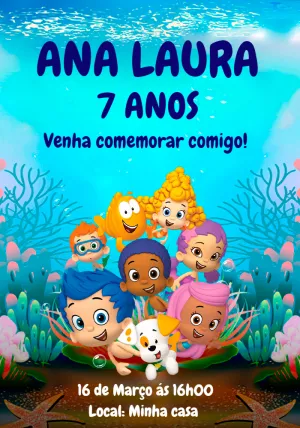 Convite de Aniversário Bubble Guppies para Editar Online