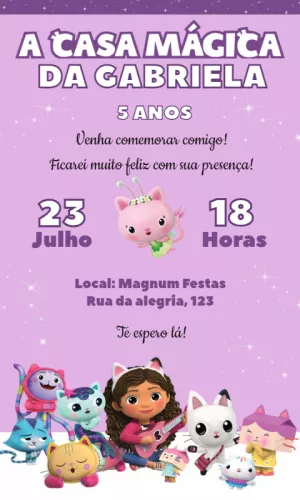 Invitación de cumpleaños La casa de muñecas de Gabby – Estático – Convites Personalizados