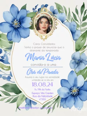 Convite Chá de Panela Bridgerton com Foto para Editar Online