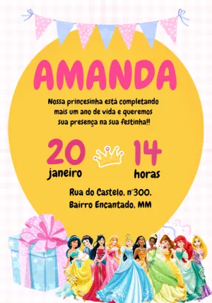 Invitación de cumpleaños Princesas – Estático – Beatriz Lopes dos Anjos